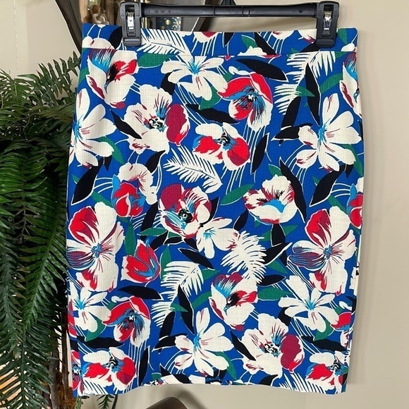 Brand New J. Crew Basket Weave Cotton Bright Floral Lined Pencil Skirt - Picture 12 of 12